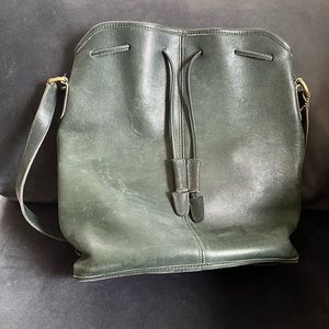Coach Bucket Bag: Green, strap shortened